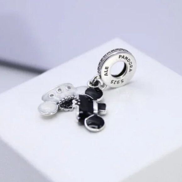 New Pandora S925 Disney Parks Mickey Minnie Wedding Ears Hats Dangle Charm - Picture 4 of 5